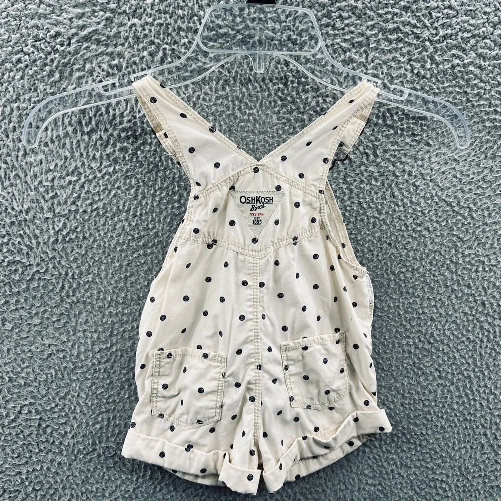 OshKosh Bgosh Girl 12 Months Polka Dot Shortalls Bib Overalls Summer Toddler
